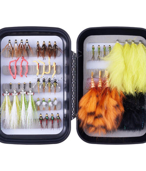 52-Piece Wet Flies Assortment Fly Nymphs and Streamers with Fly Box - Bassdash