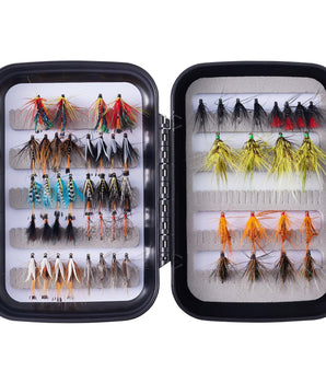 56-Piece Wet Flies Assortment with Fly Box - Bassdash